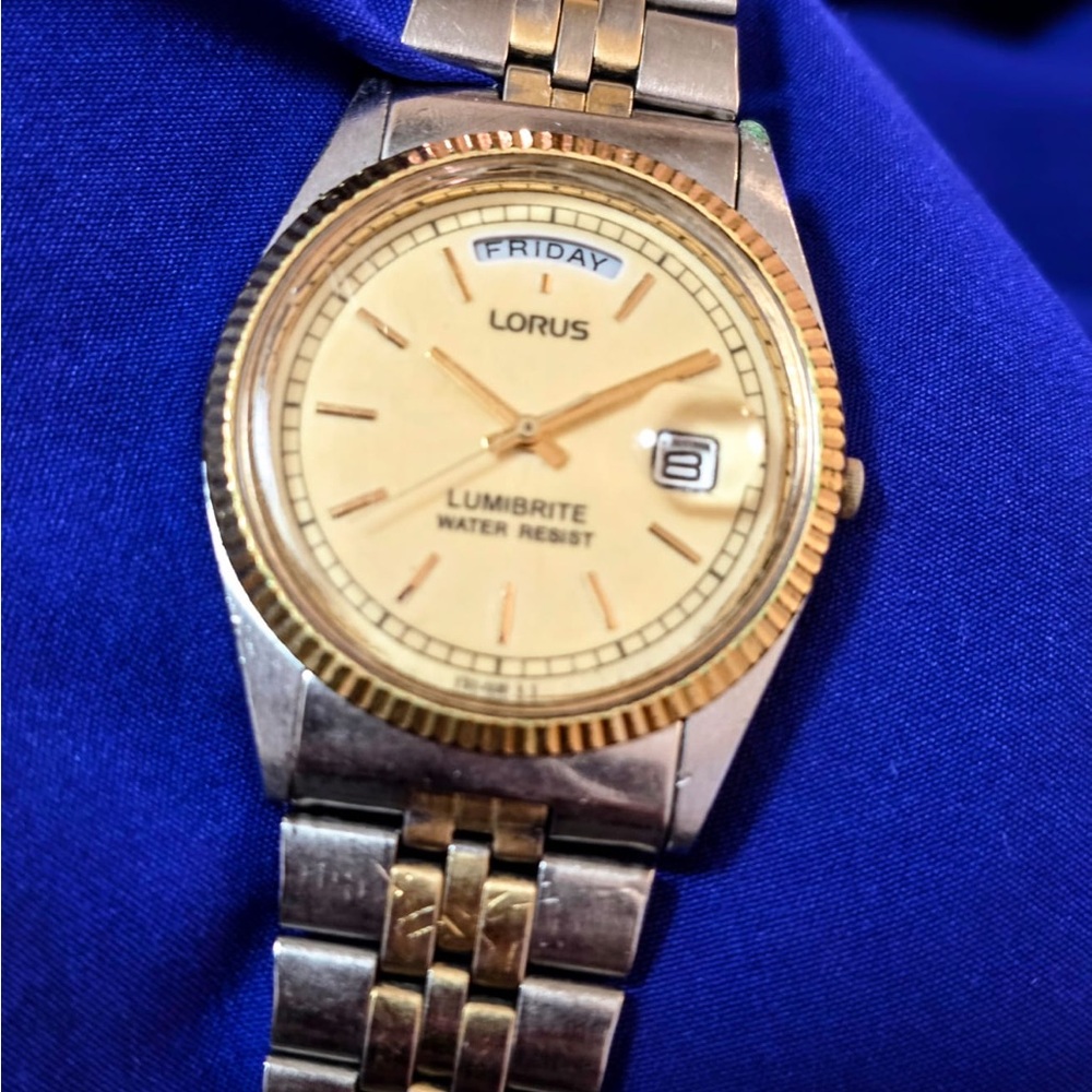 Lorus by Seiko Presideny Day Date Gold Tone Mens Watch